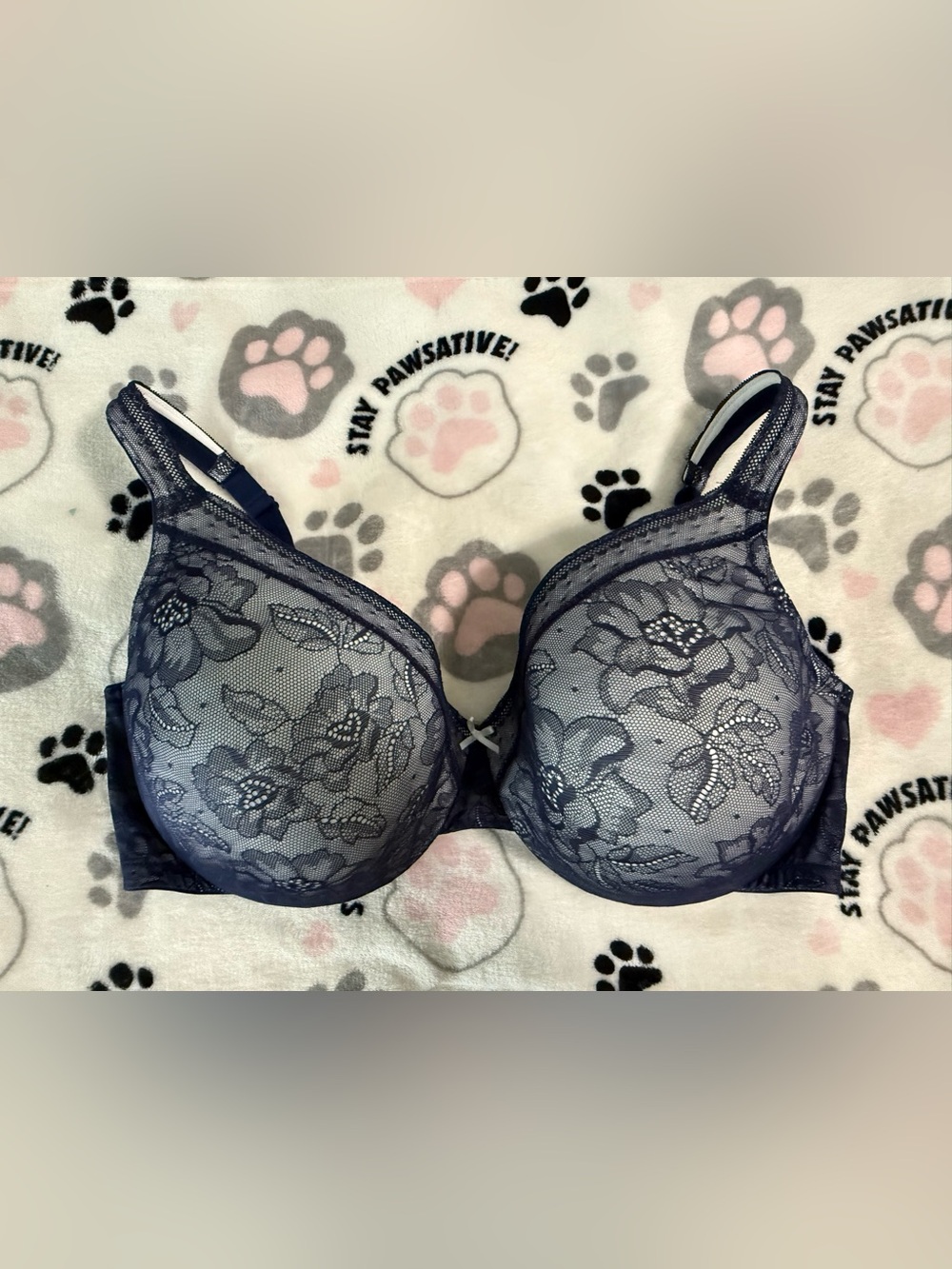 Navy Lace Underwire Bra - 44DDD